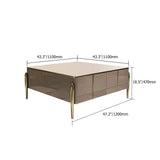 Champagne Square Coffee Table with 4-Drawer Accent Table Tempered Glass Top-Richsoul-Coffee Tables,Furniture,Living Room Furniture