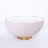 Beige Drum Coffee Table Stone Round PU-Leather Accent Table in Gold-Richsoul-Coffee Tables,Furniture,Living Room Furniture