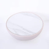 Beige Drum Coffee Table Stone Round PU-Leather Accent Table in Gold-Richsoul-Coffee Tables,Furniture,Living Room Furniture