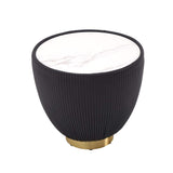Beige Drum Coffee Table Stone Round PU-Leather Accent Table in Gold-Richsoul-Coffee Tables,Furniture,Living Room Furniture