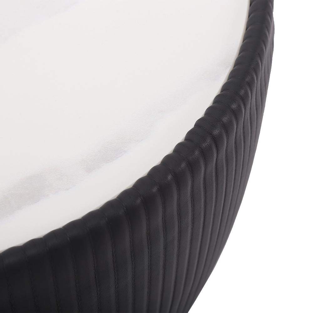 Beige Drum Coffee Table Stone Round PU-Leather Accent Table in Gold-Richsoul-Coffee Tables,Furniture,Living Room Furniture