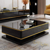 51" White Rectangular Coffee Table with Storage 4 Drawers Tempered Glass Top-Richsoul-Coffee Tables,Furniture,Living Room Furniture