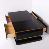 51" White Rectangular Coffee Table with Storage 4 Drawers Tempered Glass Top-Richsoul-Coffee Tables,Furniture,Living Room Furniture
