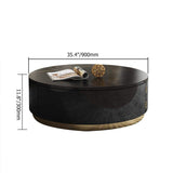 Black Round Coffee Table with Rotating Drawers Stone Top Stainless Steel Base-Richsoul-Coffee Tables,Furniture,Living Room Furniture
