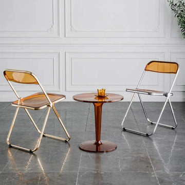 Acrylic End Table Amber Modern Accent Table Clear Round Side Table-Richsoul-End & Side Tables,Furniture,Living Room Furniture