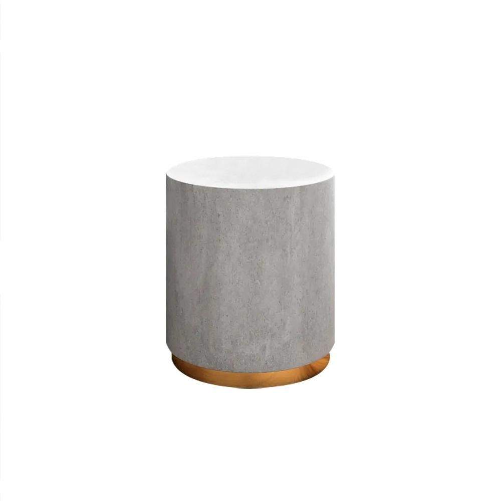 Light Gray Side Table Round Cement End Table for Living Room-Richsoul-End & Side Tables,Furniture,Living Room Furniture