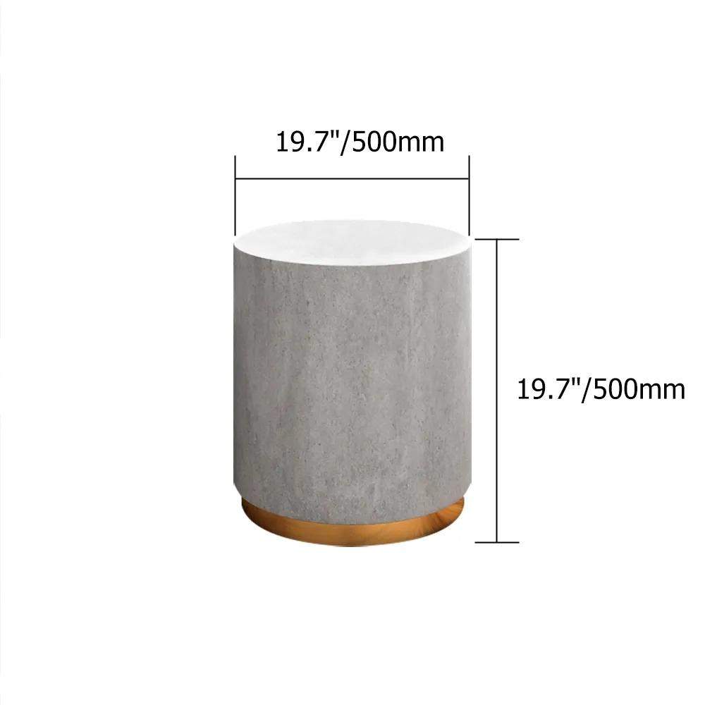 Light Gray Side Table Round Cement End Table for Living Room-Richsoul-End & Side Tables,Furniture,Living Room Furniture