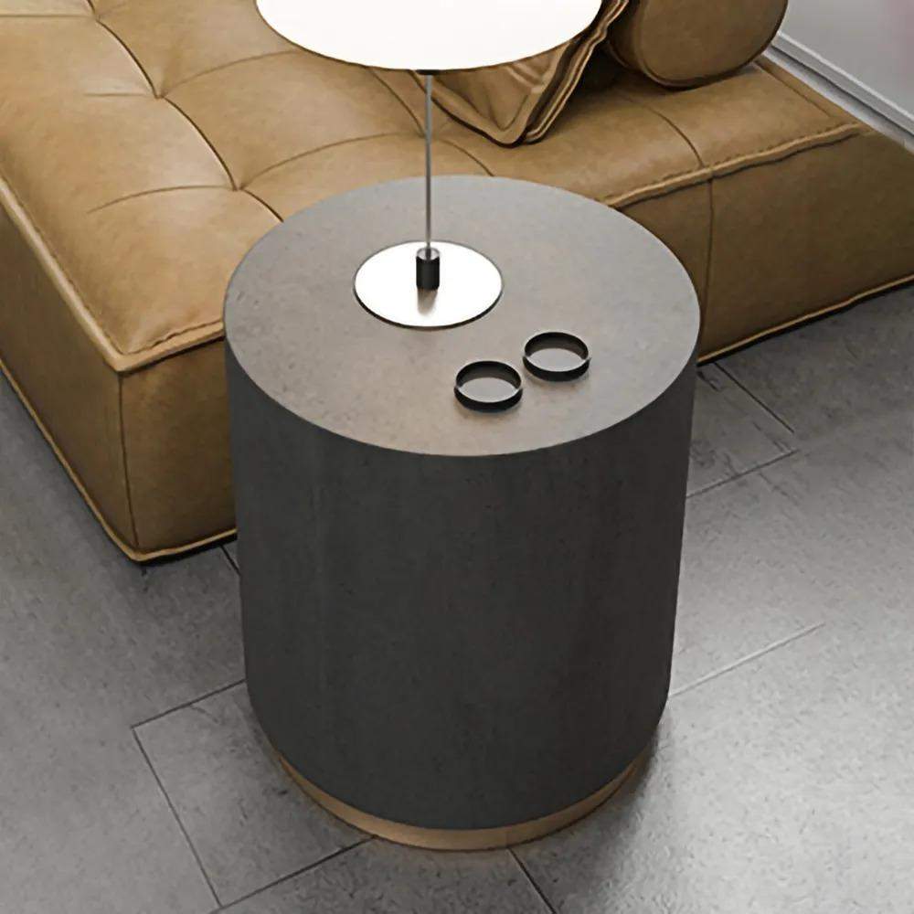 Light Gray Side Table Round Cement End Table for Living Room-Richsoul-End & Side Tables,Furniture,Living Room Furniture