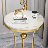 17.7" White Round End Table Modern Side Table with Stream-Lined Metal Pedestal-Richsoul-End & Side Tables,Furniture,Living Room Furniture