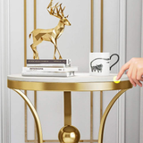 17.7" White Round End Table Modern Side Table with Stream-Lined Metal Pedestal-Richsoul-End & Side Tables,Furniture,Living Room Furniture