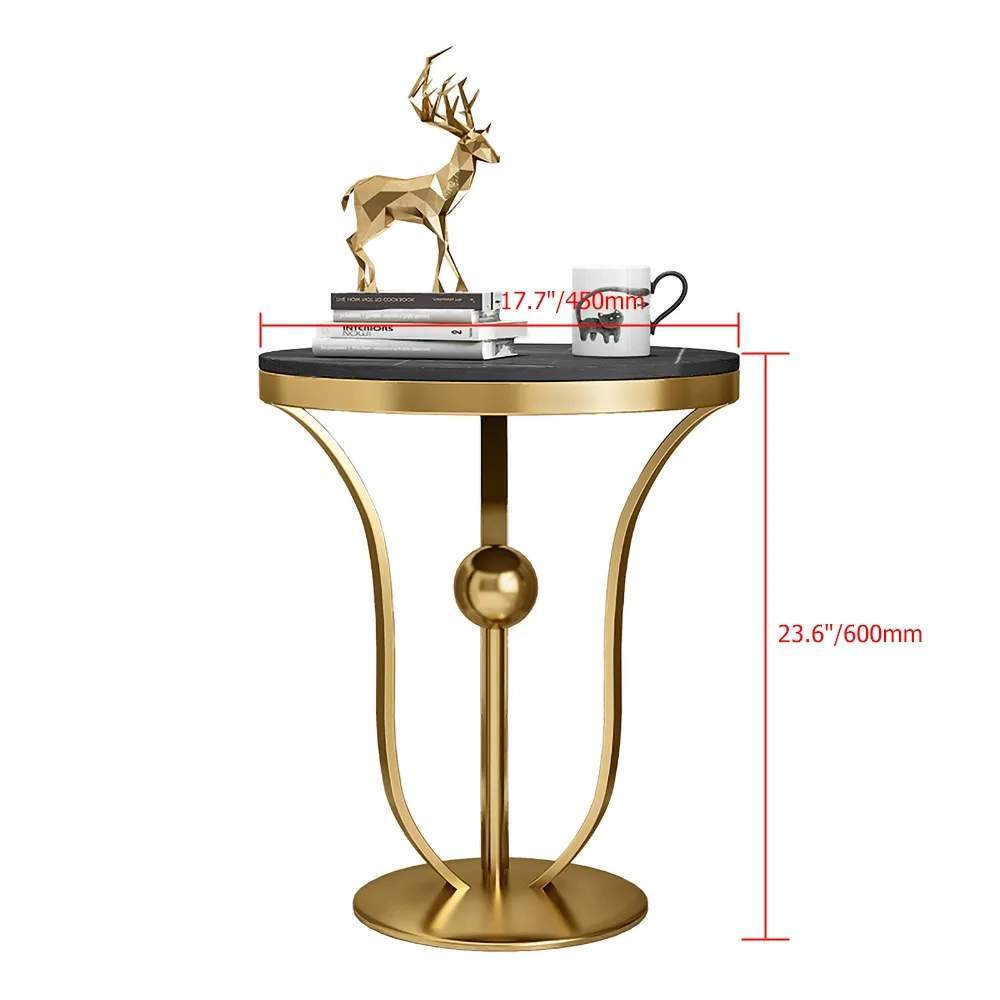 17.7" White Round End Table Modern Side Table with Stream-Lined Metal Pedestal-Richsoul-End & Side Tables,Furniture,Living Room Furniture