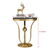 17.7" White Round End Table Modern Side Table with Stream-Lined Metal Pedestal-Richsoul-End & Side Tables,Furniture,Living Room Furniture