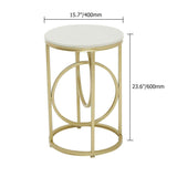 White Round End Table Marble Top Side Table Metal in Gold-Richsoul-End & Side Tables,Furniture,Living Room Furniture