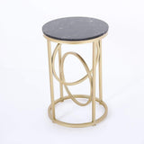 White Round End Table Marble Top Side Table Metal in Gold-Richsoul-End & Side Tables,Furniture,Living Room Furniture