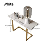 White End Table with Stone Tabletop Rectangular Side Table-Richsoul-End & Side Tables,Furniture,Living Room Furniture