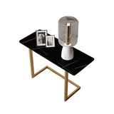 White End Table with Stone Tabletop Rectangular Side Table-Richsoul-End & Side Tables,Furniture,Living Room Furniture