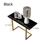 White End Table with Stone Tabletop Rectangular Side Table-Richsoul-End & Side Tables,Furniture,Living Room Furniture