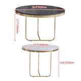 Modern Round Coffee Table Set with Stone 2-Piece Black&White-Richsoul-Coffee Tables,Furniture,Living Room Furniture