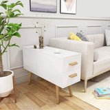 White Rectangle End Table with Drawers Modern Sofa Table for Living Room-Richsoul-End & Side Tables,Furniture,Living Room Furniture
