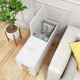 White Rectangle End Table with Drawers Modern Sofa Table for Living Room-Richsoul-End & Side Tables,Furniture,Living Room Furniture