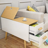 White Rectangle End Table with Drawers Modern Sofa Table for Living Room-Richsoul-End & Side Tables,Furniture,Living Room Furniture