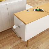 White Rectangle End Table with Drawers Modern Sofa Table for Living Room-Richsoul-End & Side Tables,Furniture,Living Room Furniture