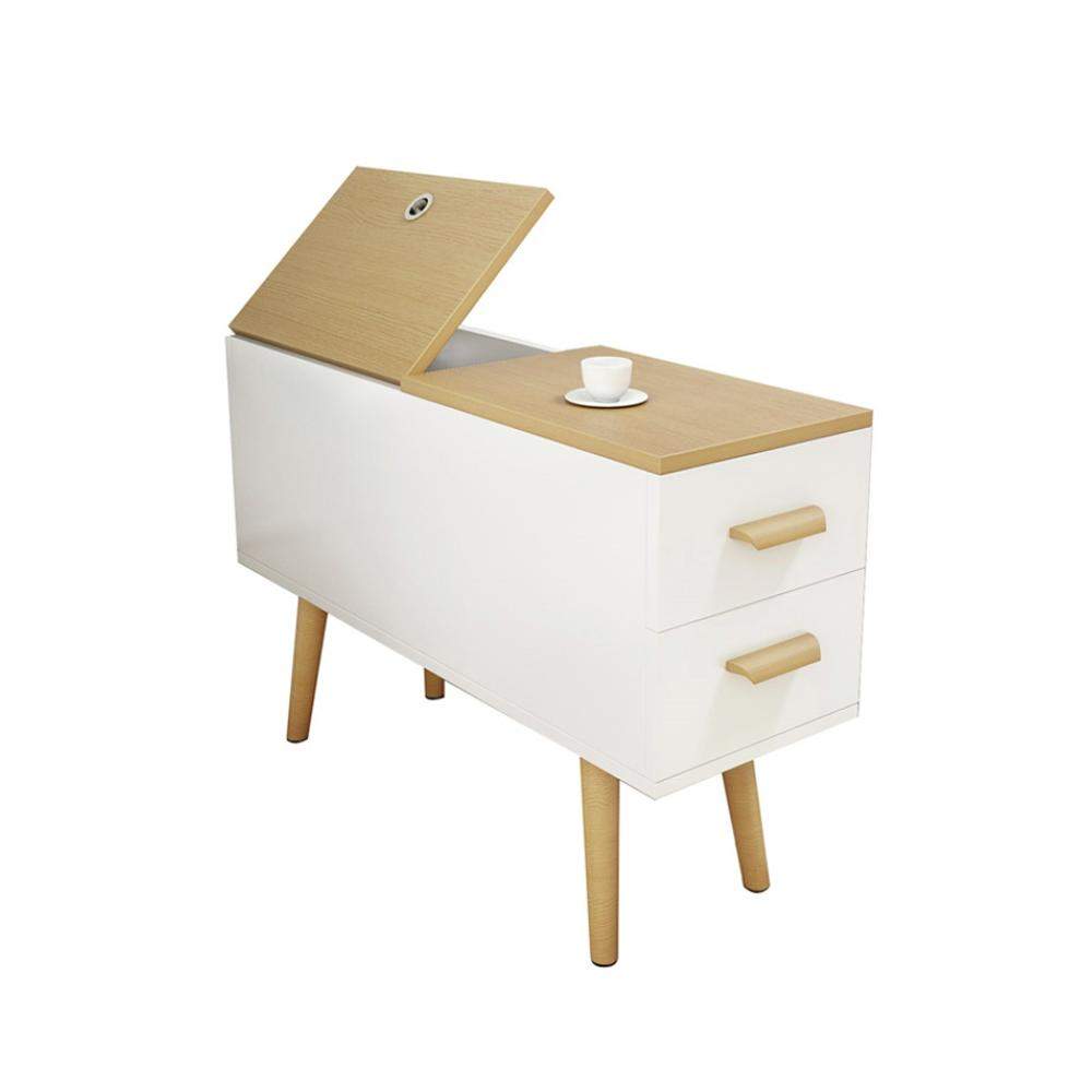 White Rectangle End Table with Drawers Modern Sofa Table for Living Room-Richsoul-End & Side Tables,Furniture,Living Room Furniture
