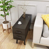White Rectangle End Table with Drawers Modern Sofa Table for Living Room-Richsoul-End & Side Tables,Furniture,Living Room Furniture
