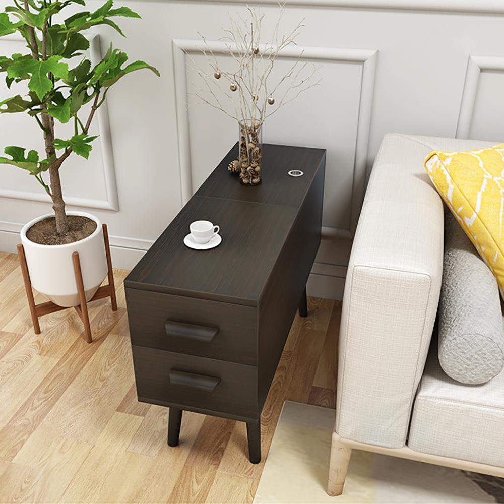 White Rectangle End Table with Drawers Modern Sofa Table for Living Room-Richsoul-End & Side Tables,Furniture,Living Room Furniture