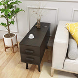 White Rectangle End Table with Drawers Modern Sofa Table for Living Room-Richsoul-End & Side Tables,Furniture,Living Room Furniture