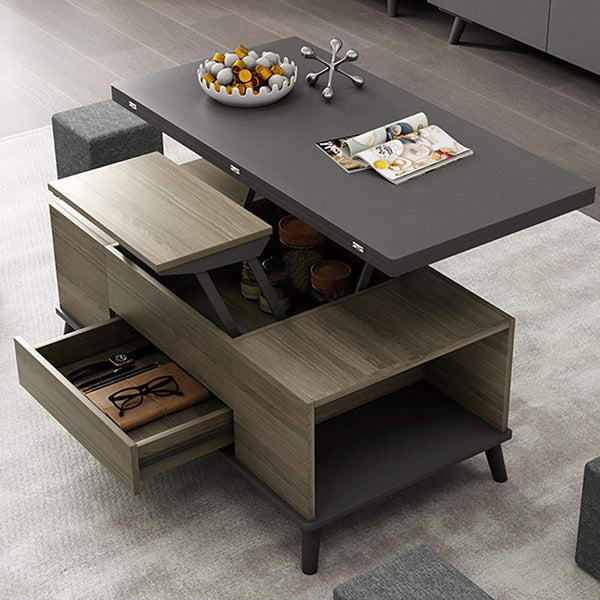 5 Pieces Lift Top Coffee Table Set with Storage Convertible Dining 