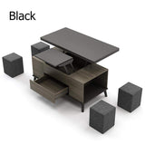 5 Pieces Lift Top Coffee Table Set with Storage Convertible Dining Table with Ottomans-Richsoul-Coffee Tables,Furniture,Living Room Furniture