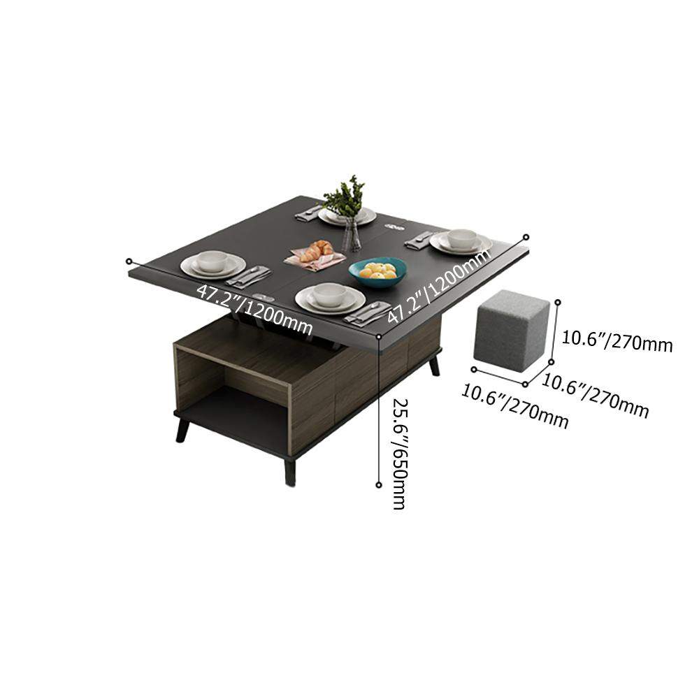 5 Pieces Lift Top Coffee Table Set with Storage Convertible Dining Table with Ottomans-Richsoul-Coffee Tables,Furniture,Living Room Furniture