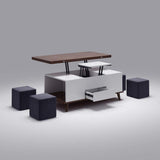 5 Pieces Lift Top Coffee Table Set with Storage Convertible Dining Table with Ottomans-Richsoul-Coffee Tables,Furniture,Living Room Furniture