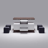 5 Pieces Lift Top Coffee Table Set with Storage Convertible Dining Table with Ottomans-Richsoul-Coffee Tables,Furniture,Living Room Furniture