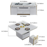 White Modern Lift Top Coffee Table Set with Storage & Stools Extendable Accent Table-Richsoul-Coffee Tables,Furniture,Living Room Furniture
