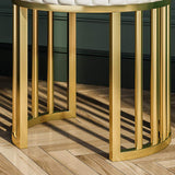 Modern End Table with Drawer Stone Top & Metal Frame Side Table in White-Richsoul-End & Side Tables,Furniture,Living Room Furniture