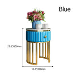Modern End Table with Drawer Stone Top & Metal Frame Side Table in White-Richsoul-End & Side Tables,Furniture,Living Room Furniture