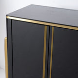Modern Champagne Sideboard Buffet 4 Doors & Shelves Tempered Glass Top
