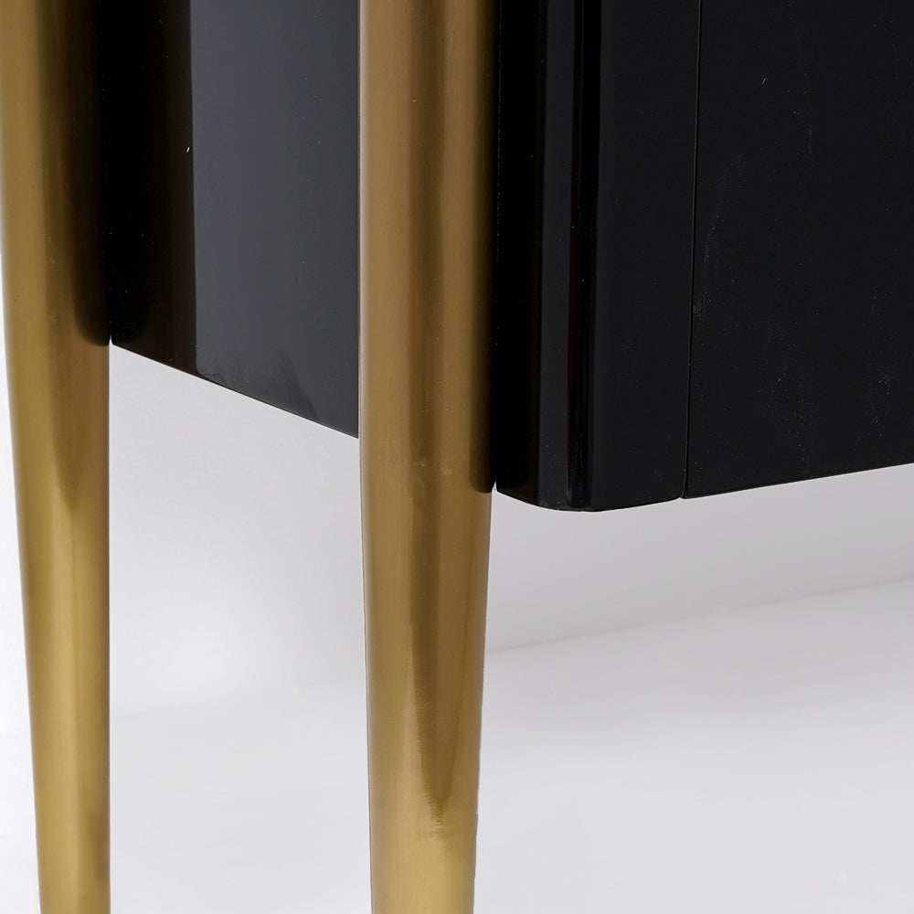Modern Champagne Sideboard Buffet 4 Doors & Shelves Tempered Glass Top