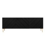 Modern 70.9" Black Buffert Sideboard Table with Gold Legs & 3 Doors