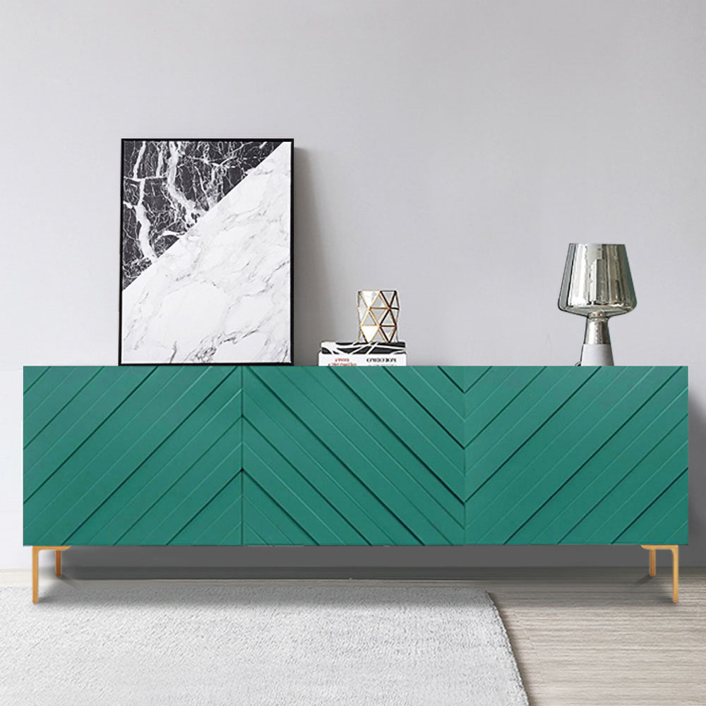 Modern 70.9" Black Buffert Sideboard Table with Gold Legs & 3 Doors