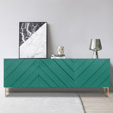 Modern 70.9" Black Buffert Sideboard Table with Gold Legs & 3 Doors