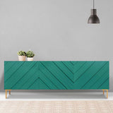 Modern 70.9" Black Buffert Sideboard Table with Gold Legs & 3 Doors