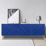 Modern 70.9" Black Buffert Sideboard Table with Gold Legs & 3 Doors