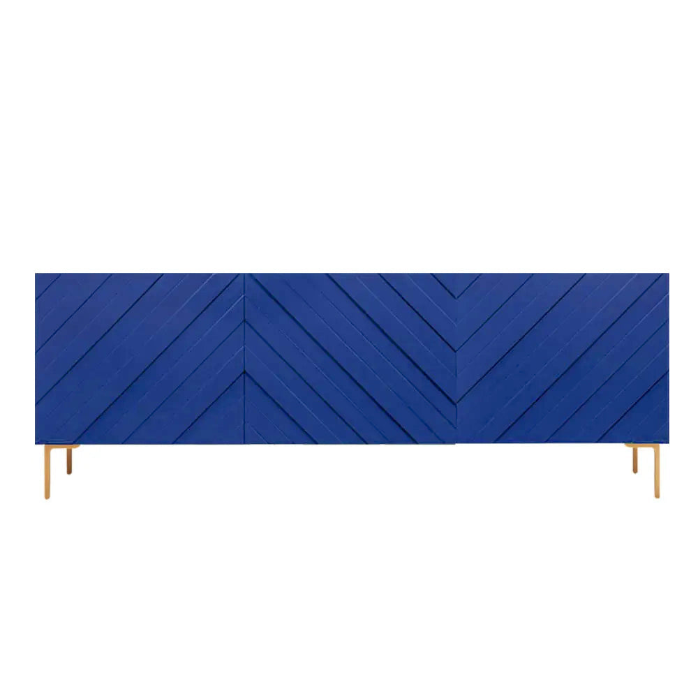 Modern 70.9" Black Buffert Sideboard Table with Gold Legs & 3 Doors