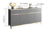 59" Black Modern Sideboard with Stone Top & 4 Doors & 4 Drawers in Large