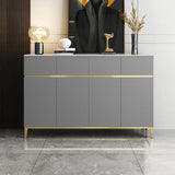 59" Black Modern Sideboard with Stone Top & 4 Doors & 4 Drawers in Large