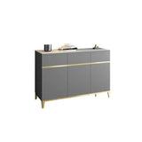 59" Black Modern Sideboard with Stone Top & 4 Doors & 4 Drawers in Large