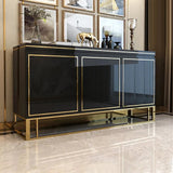 59" White Wood Sideboard Buffet Cabinet with Storage 3 Doors Gold Base